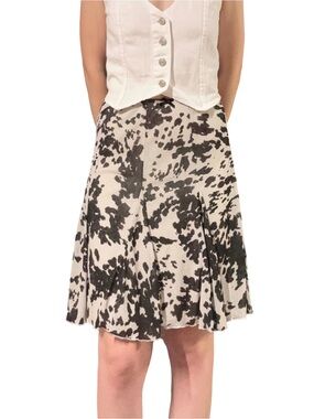 Urban Outfitters | Cow Print High Waisted Feminine A-Line Western Skirt
